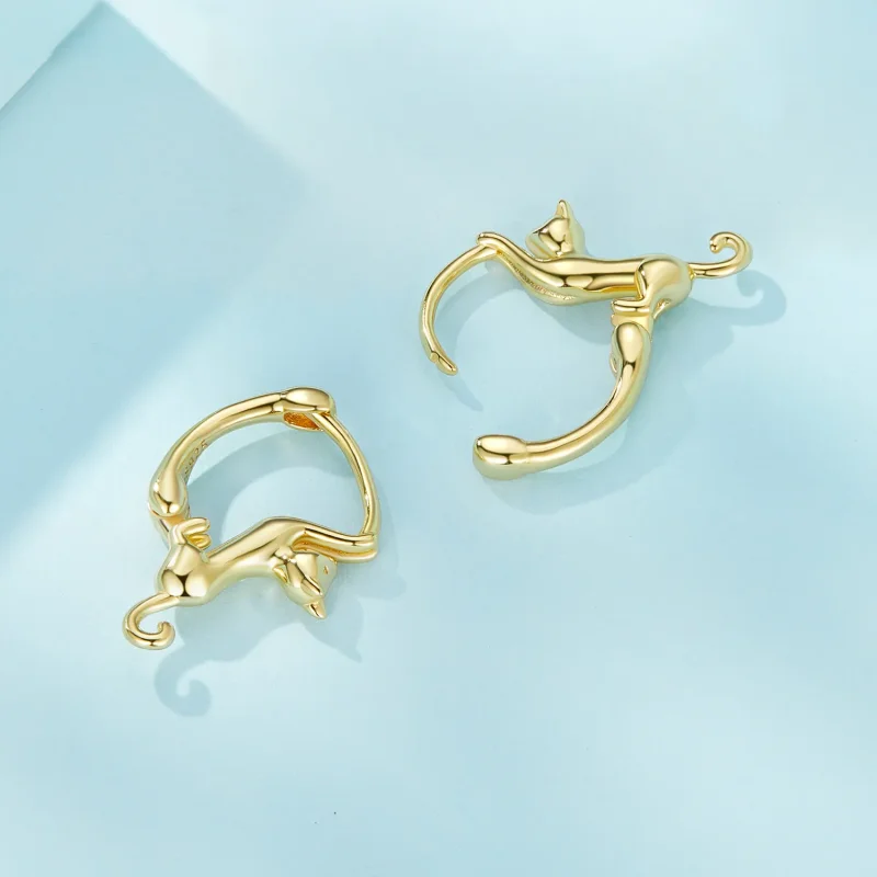 (image for) Pandora Style Cat Hoop Earrings - SCE1488-LB - View 4
