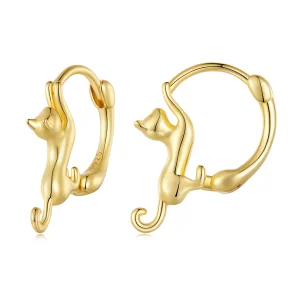Pandora Style Cat Hoop Earrings - SCE1488-LB (image for) Pandora Style Cat Hoop Earrings - SCE1488-LB