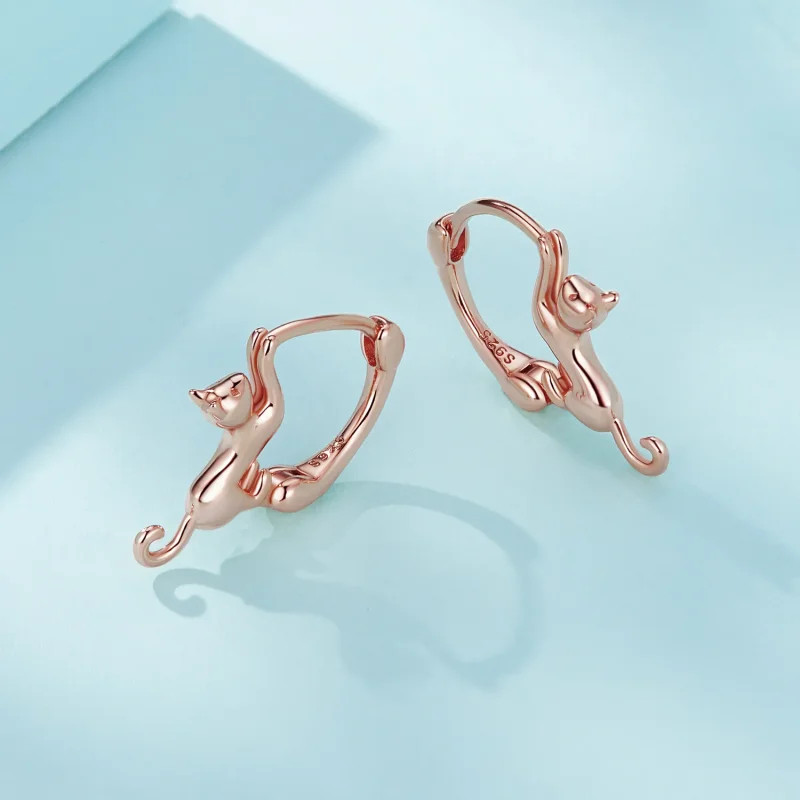 (image for) Pandora Style Cat Hoop Earrings - SCE1488-LC - View 3