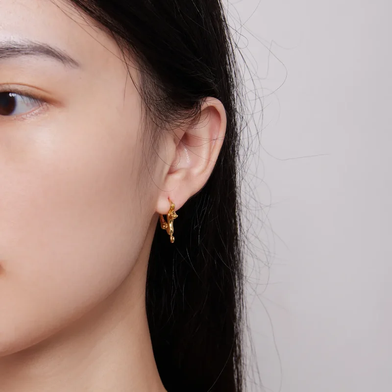 (image for) Pandora Style Cat Hoop Earrings - SCE1488-LC - View 5