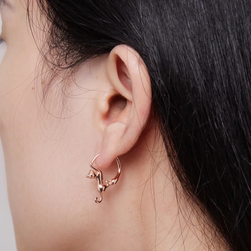 (image for) Pandora Style Cat Hoop Earrings - SCE1488-LC - View 7