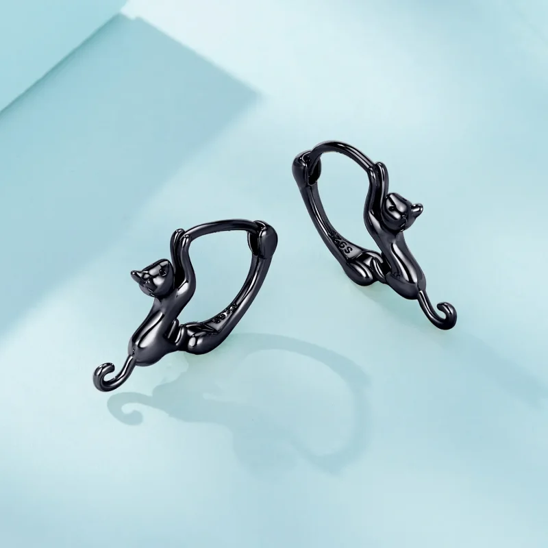 (image for) Pandora Style Cat Hoop Earrings - SCE1488-LD - View 4