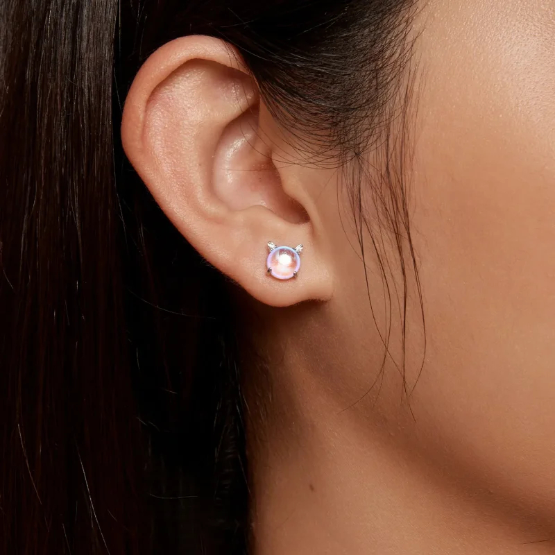 (image for) Pandora Style Cat Moonstone Studs Earrings - SCE1622 - View 8