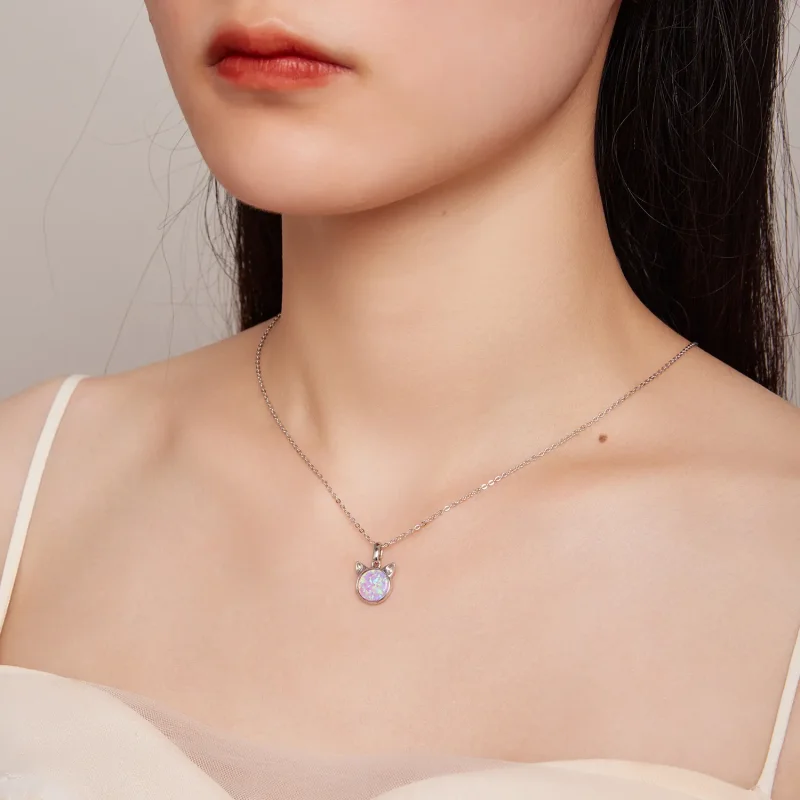 (image for) Pandora Style Cat Opal Necklace - SCN496 - View 7