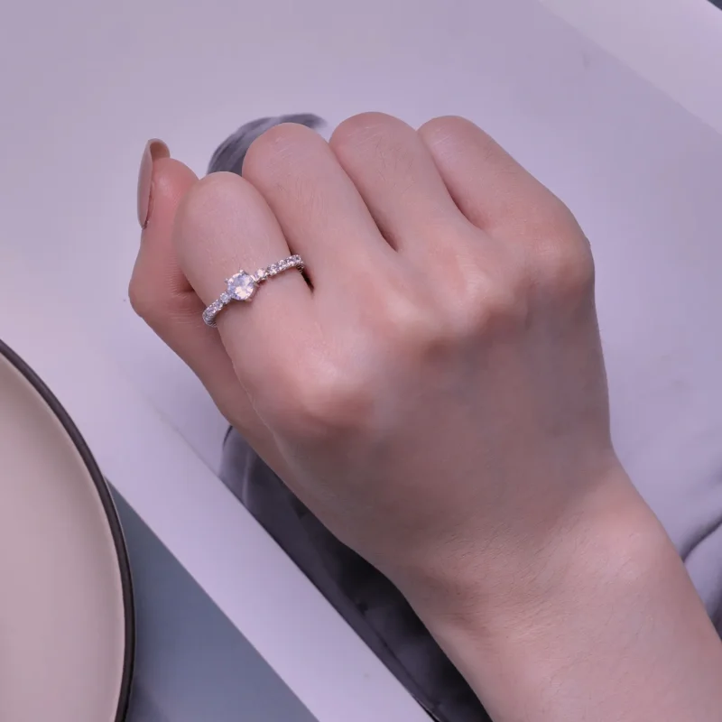 (image for) Pandora Style Chain Five Claw Zirconia Ring - BSR411 - View 7