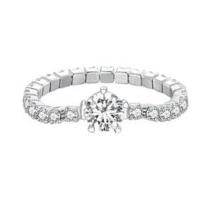 (image for) Pandora Style Chain Five Claw Zirconia Ring - BSR411