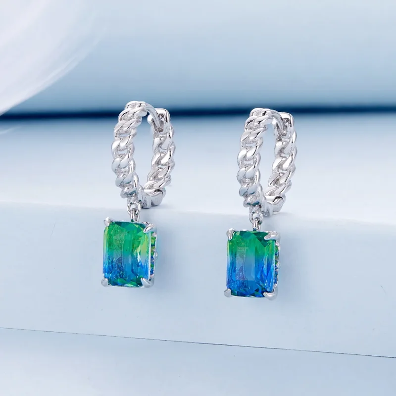 (image for) Pandora Style Chain Hoop Earrings - BSE887 - View 2