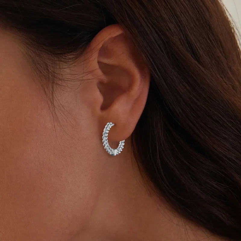 (image for) Pandora Style Chain Hoop Earrings - BSE906 - View 5