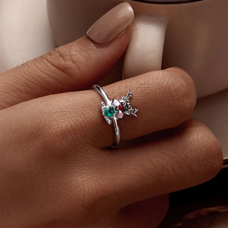 (image for) Pandora Style Christmas Reindeer Open Ring - BSR493-E - View 6