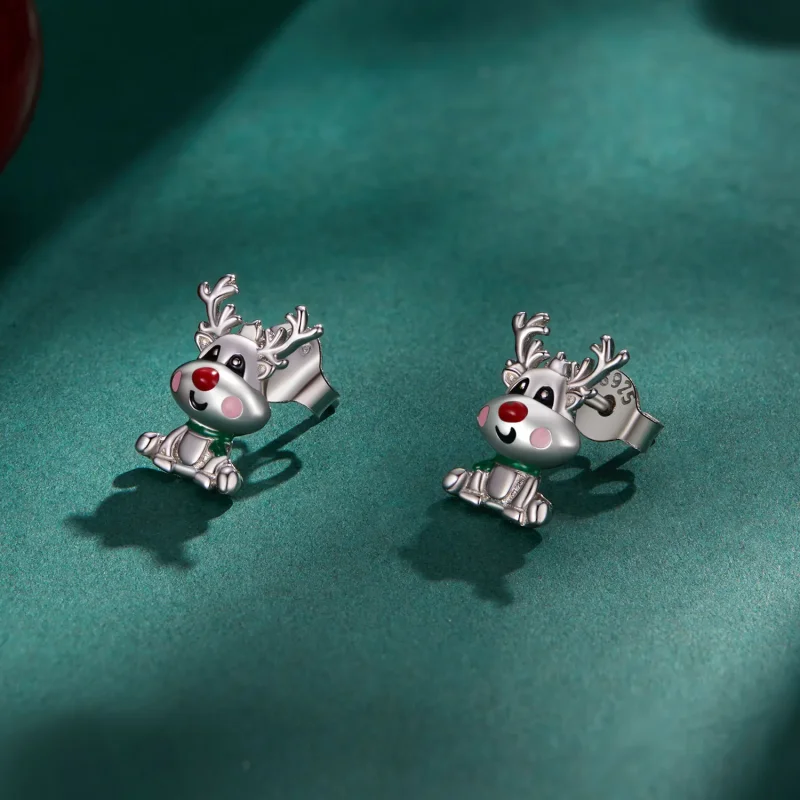 (image for) Pandora Style Christmas Reindeer Studs Earrings - BSE920 - View 2