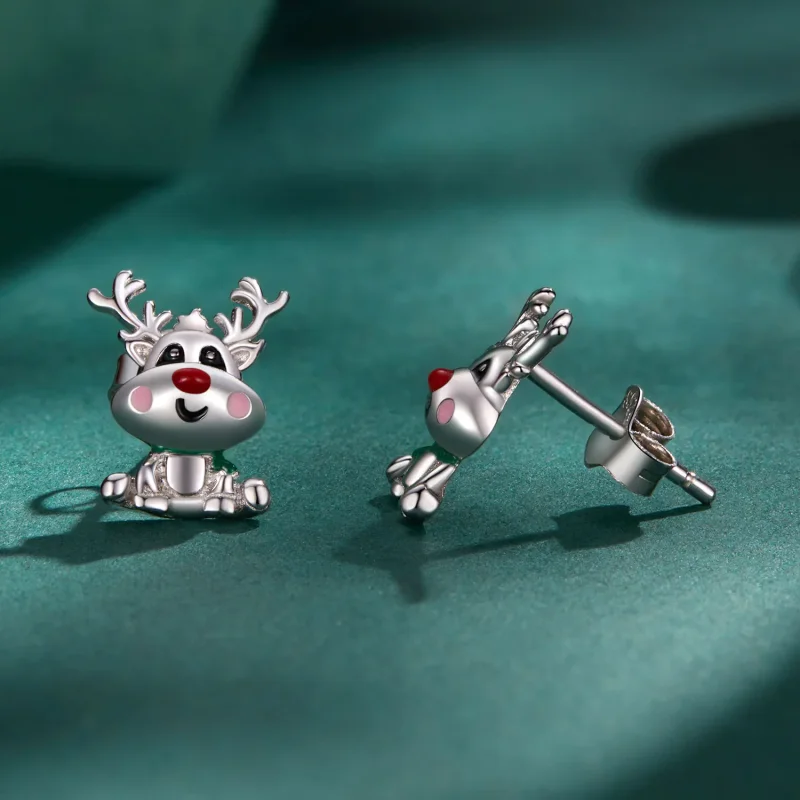 (image for) Pandora Style Christmas Reindeer Studs Earrings - BSE920 - View 3