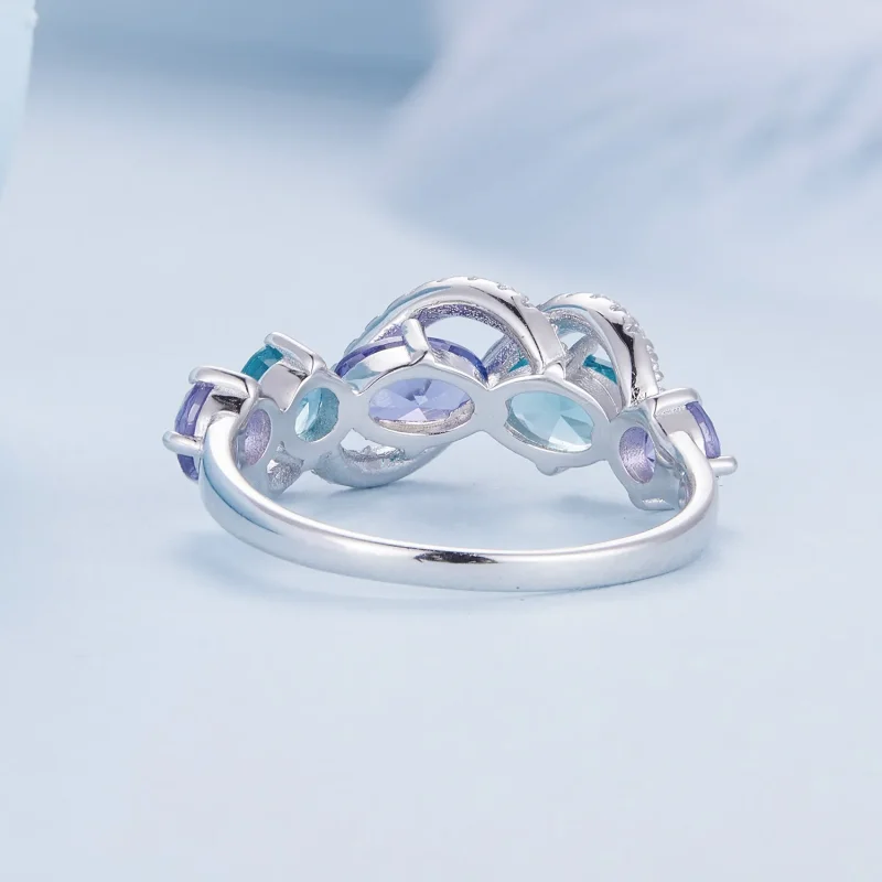 (image for) Pandora Style Colored Nano-Zircon Luxurious Winding Ring - BSR402 - View 4