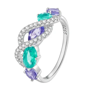 (image for) Pandora Style Colored Nano-Zircon Luxurious Winding Ring - BSR402