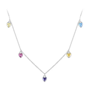 Pandora Style Colorful Heart Necklace - BSN320 (image for) Pandora Style Colorful Heart Necklace - BSN320