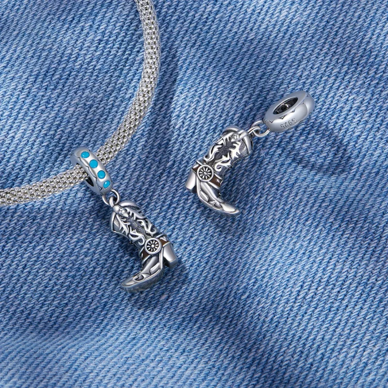 (image for) Pandora Style Cowboy Leather Boots Dangle - SCC2566 - View 4