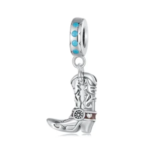 (image for) Pandora Style Cowboy Leather Boots Dangle - SCC2566