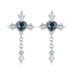 Pandora Style Cross Chain Studs Earrings - BSE912 (image for) Pandora Style Cross Chain Studs Earrings - BSE912