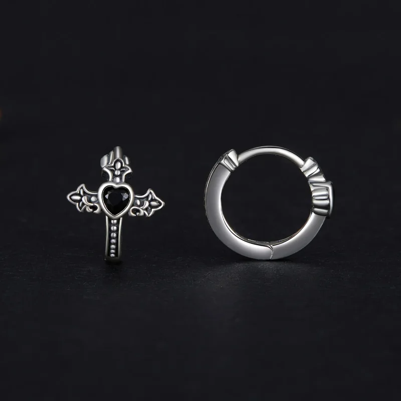 (image for) Pandora Style Cross Hoop Earrings - SCE1642 - View 2