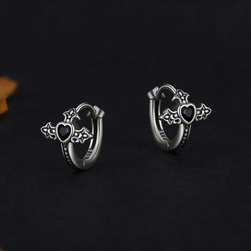 (image for) Pandora Style Cross Hoop Earrings - SCE1642 - View 3