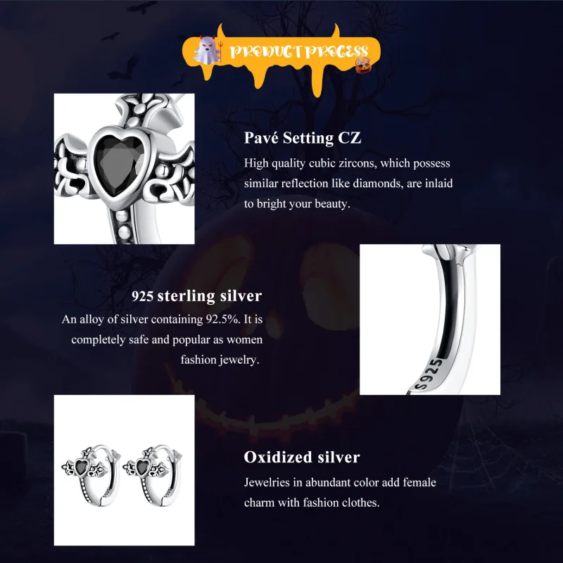 (image for) Pandora Style Cross Hoop Earrings - SCE1642 - View 7