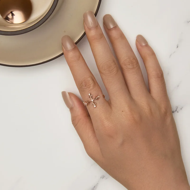 (image for) Pandora Style Cross-Silver Ring - BSR041-C - View 5