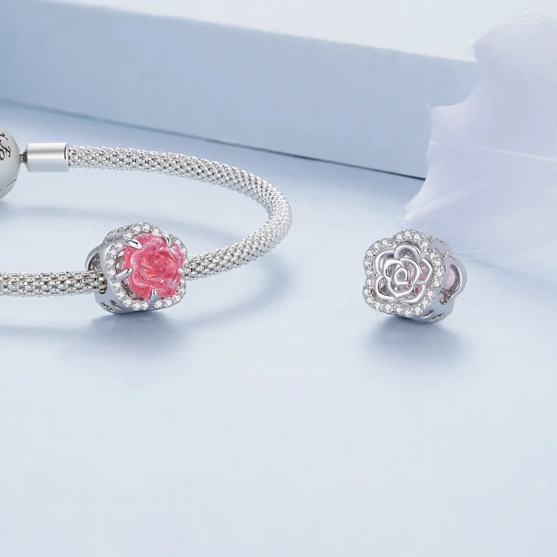 (image for) Pandora Style Crystal Rose Charm - BSC904 - View 6