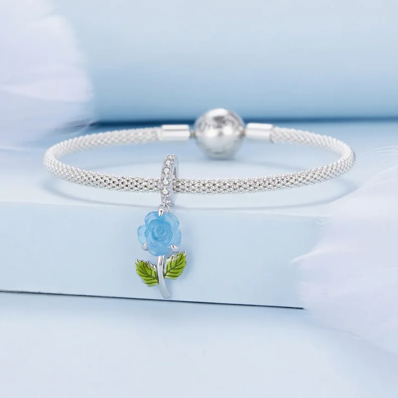(image for) Pandora Style Crystal Rose Dangle - BSC824-BU - View 3