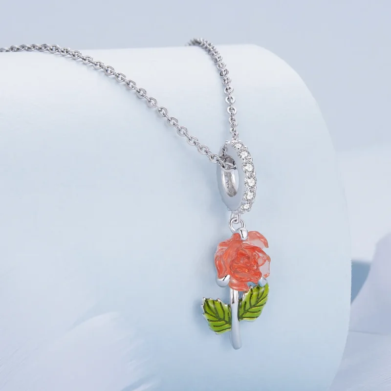 (image for) Pandora Style Crystal Rose Dangle - BSC824-OG - View 2