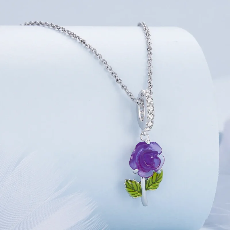 (image for) Pandora Style Crystal Rose Dangle - BSC824-VT - View 2