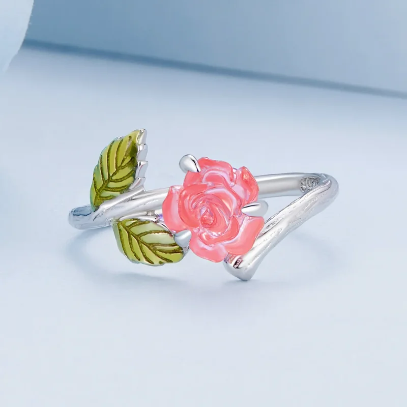 (image for) Pandora Style Crystal Rose Open Ring - BSR472-PKE - View 5