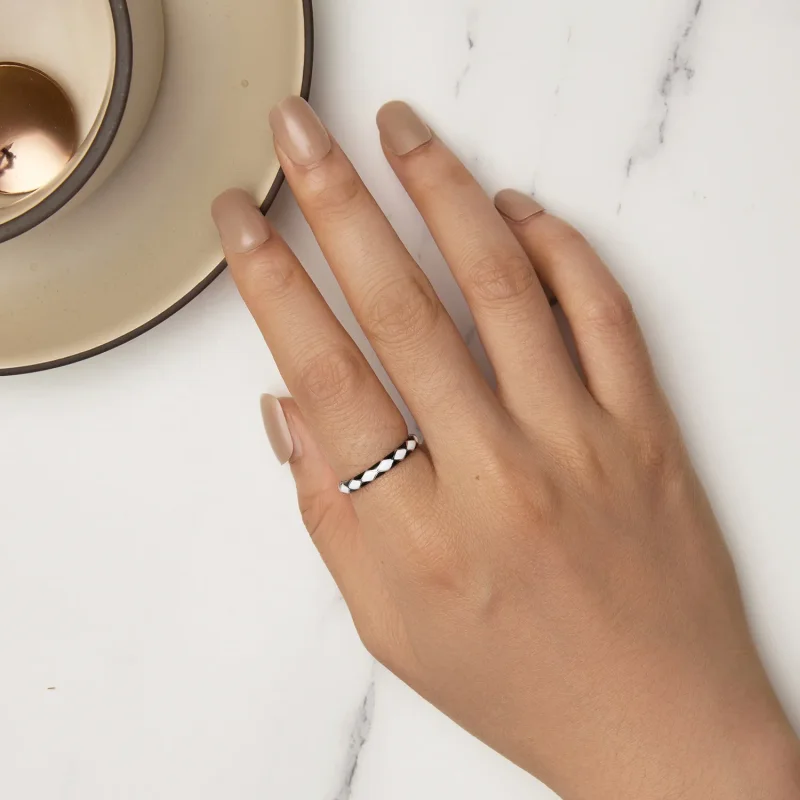 (image for) Pandora Style Diamond Pattern Ring - SCR943 - View 5