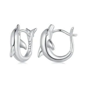 Pandora Style Dolphin Hoop Earrings - BSE881 (image for) Pandora Style Dolphin Hoop Earrings - BSE881