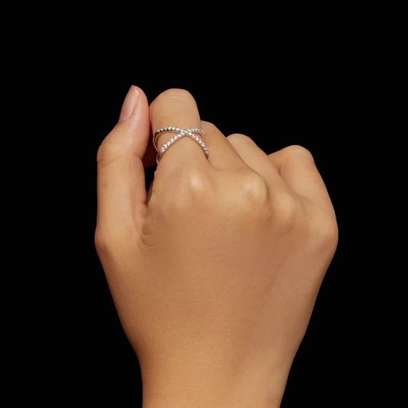 (image for) Pandora Style Double Layer Moissanite Ring(One Certificate) - MSR036 - View 6