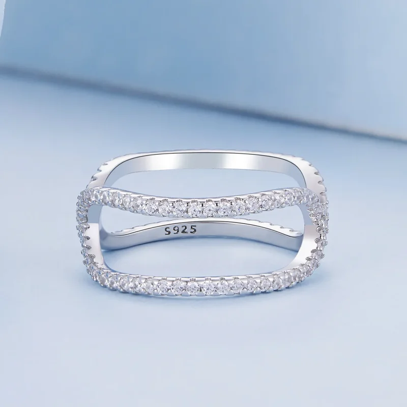 (image for) Pandora Style Double Layers Ring - BSR386 - View 3