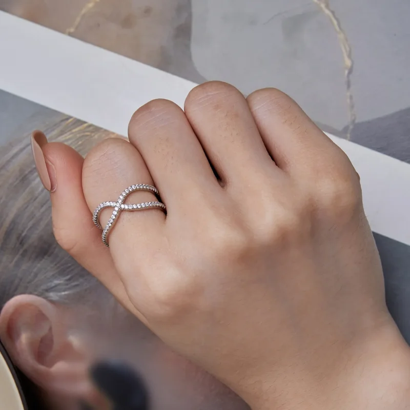 (image for) Pandora Style Double Layers Ring - BSR386 - View 6