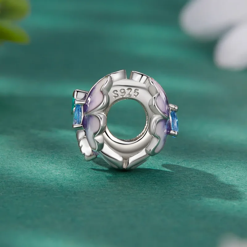 (image for) Pandora Style Dragonfly Flower Charm - BSC786 - View 3
