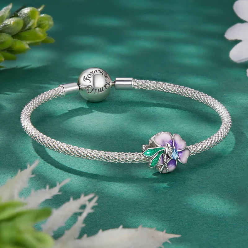 (image for) Pandora Style Dragonfly Flower Charm - BSC786 - View 5