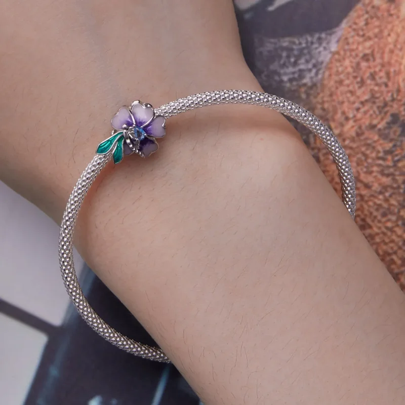 (image for) Pandora Style Dragonfly Flower Charm - BSC786 - View 6