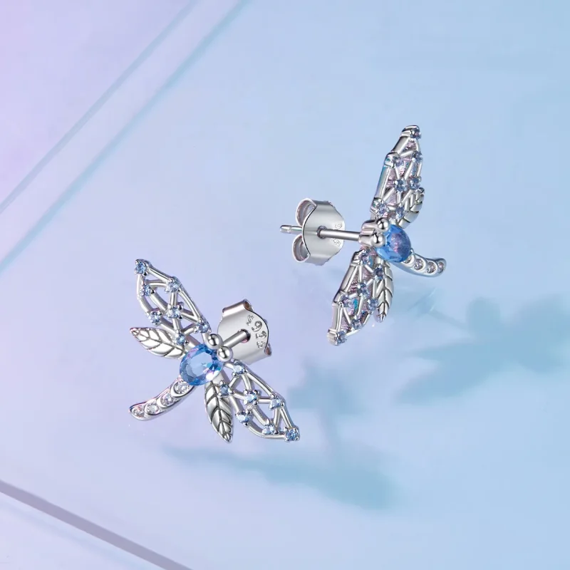 (image for) Pandora Style Dragonfly Studs Earrings - BSE874 - View 2