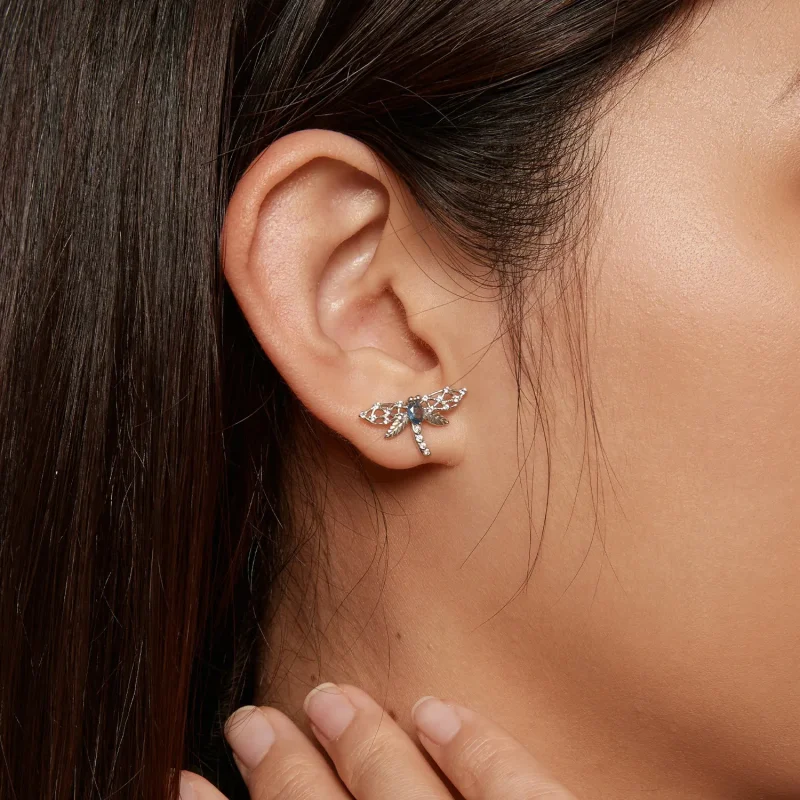 (image for) Pandora Style Dragonfly Studs Earrings - BSE874 - View 7