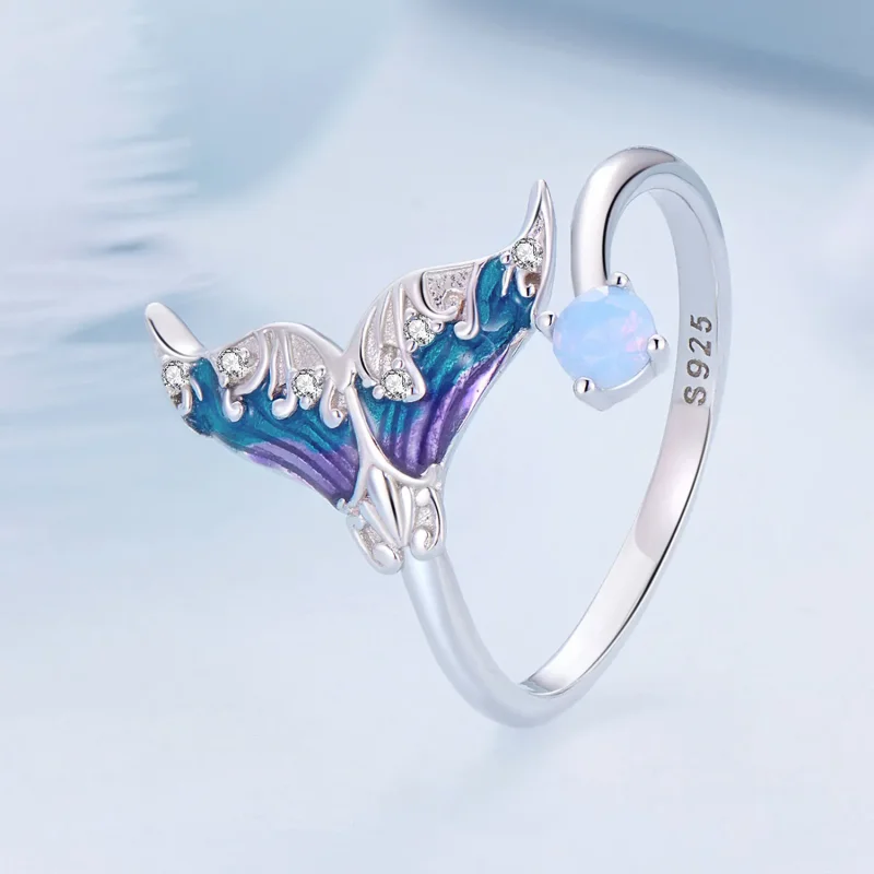 (image for) Pandora Style Dream Mermaid Open Ring - BSR494-E - View 2