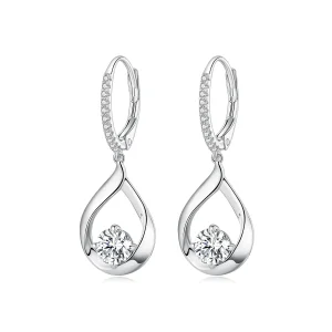 Pandora Style Drop Moissanite Earrings(Two Certificates) - MSE032 (image for) Pandora Style Drop Moissanite Earrings(Two Certificates) - MSE032