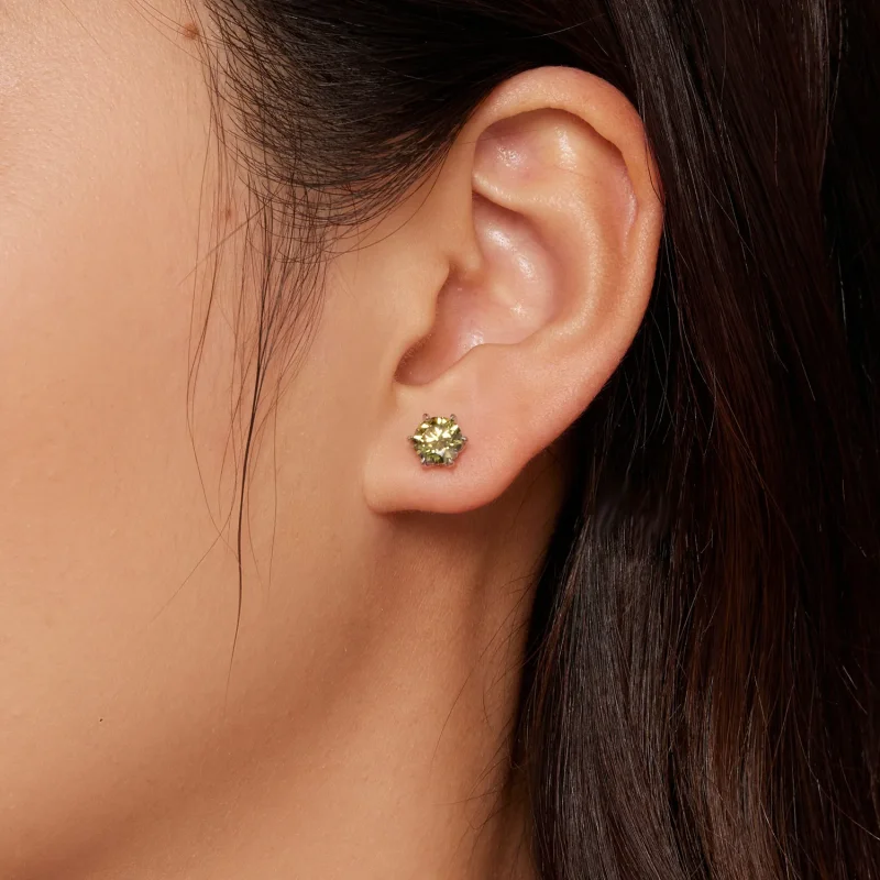 (image for) Pandora Style Emeraldmoissanite Studs Earrings - MSE025-LGN - View 2