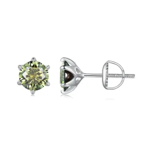 Pandora Style Emeraldmoissanite Studs Earrings - MSE025-LGN (image for) Pandora Style Emeraldmoissanite Studs Earrings - MSE025-LGN