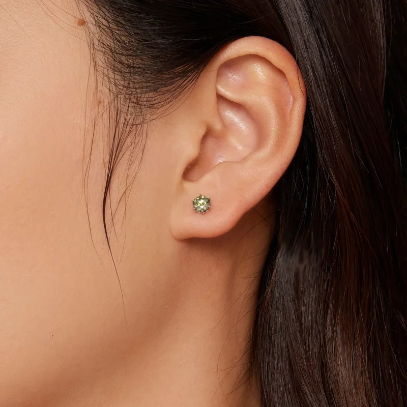(image for) Pandora Style Emeraldmoissanite Studs Earrings - MSE025-SGN - View 2