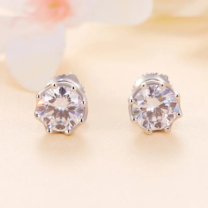 (image for) Pandora Style Exquisite Moissanite Studs Earrings(Two Certificates) - MSE016-L - View 2