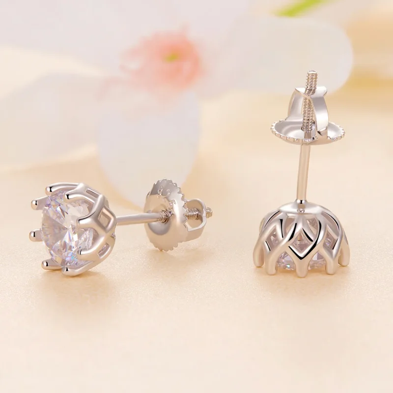 (image for) Pandora Style Exquisite Moissanite Studs Earrings(Two Certificates) - MSE016-L - View 3