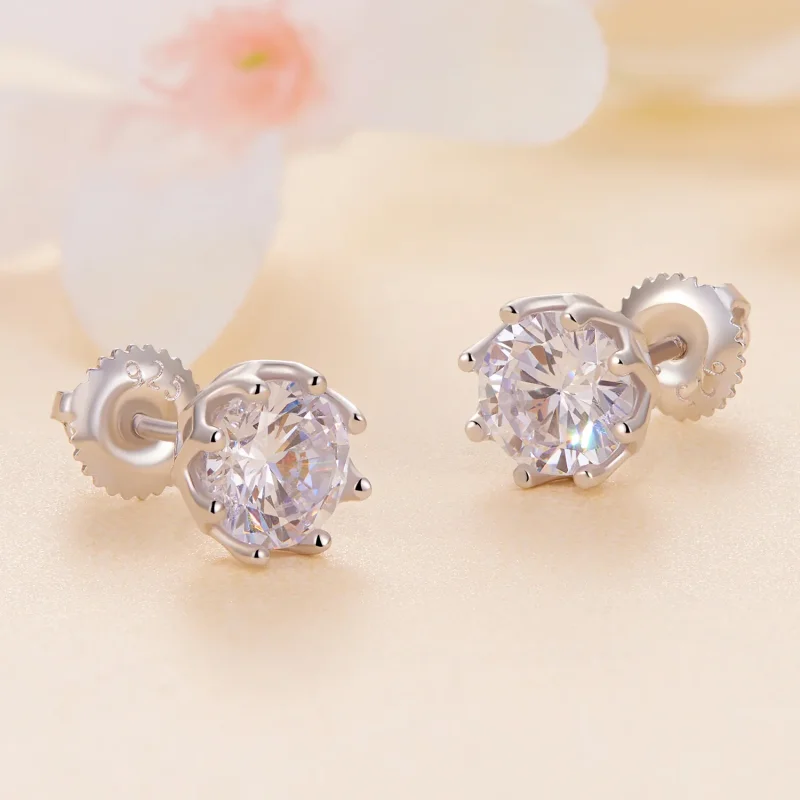 (image for) Pandora Style Exquisite Moissanite Studs Earrings(Two Certificates) - MSE016-L - View 4