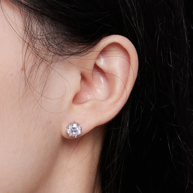 (image for) Pandora Style Exquisite Moissanite Studs Earrings(Two Certificates) - MSE016-L - View 5