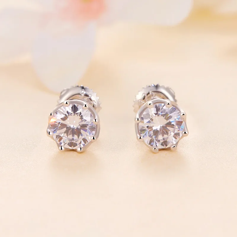 (image for) Pandora Style Exquisite Moissanite Studs Earrings(Two Certificates) - MSE016-S - View 2
